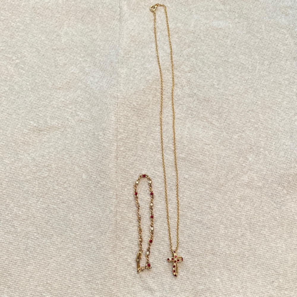 Garnet Birthstone Necklace and Bracelet